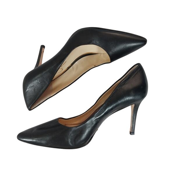 JESSICA SIMPSON! ABIGAILLE BLACK GENUINE LEATHER CLASSIC PUMPS/HEELS! SZ 8.5M - Picture 7 of 11